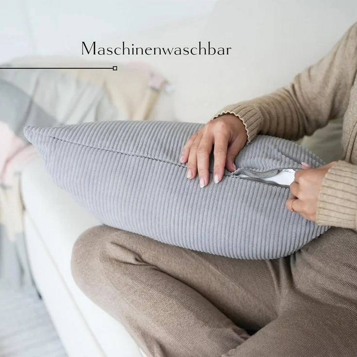 DYNMC you Kissenbezug Cord - 4er Kordsamt Weiche Kissenbezüge - Dekokissen Sofakissen, Kord Kissenhüllen - Sofa Kissenbezug Cord - Kissen Deko Kissenbezug – Bild 3