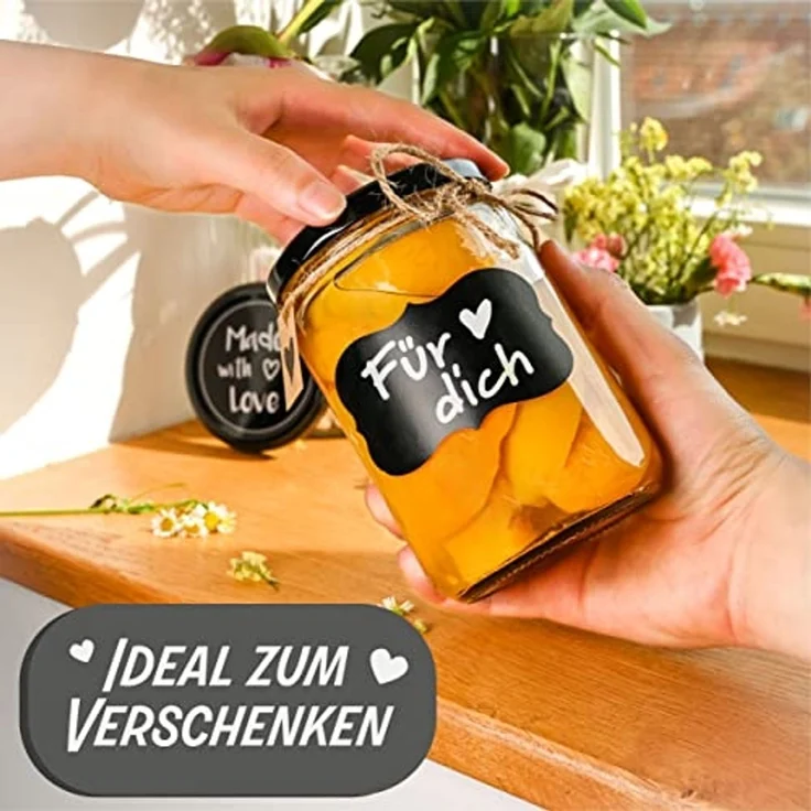 Praknu Einmachglas 12er - Set Einmachgläser mit Schraubdeckel 500 ml - Marmeladengläser, Glas, (Set, 12-tlg), Mit Etiketten & Stift - Luftdicht - Spülmaschinenfest – Bild 4
