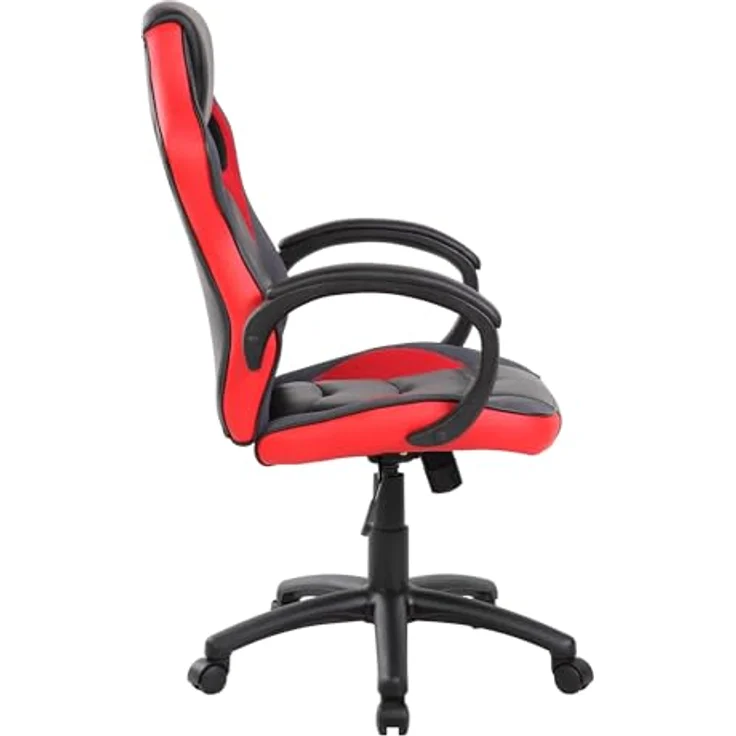 Dmora - Stuhl mit Rädern Caloundra, Gaming-Sessel für Erwachsene, Schreibtischstuhl, 66x61h104/114 cm, Schwarz und Rot – Bild 5