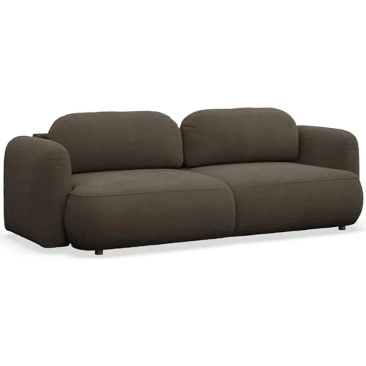 Selsey Sofa mit Schlaffunktion und Bettkasten 253x110 cm Braun Bouclé – Schlafsofa & Couch mit DL-Automatik, große Schlafcouch 165x205 cm, 3-Sitzer Sofa Bed, Polstersofa mit Stauraum