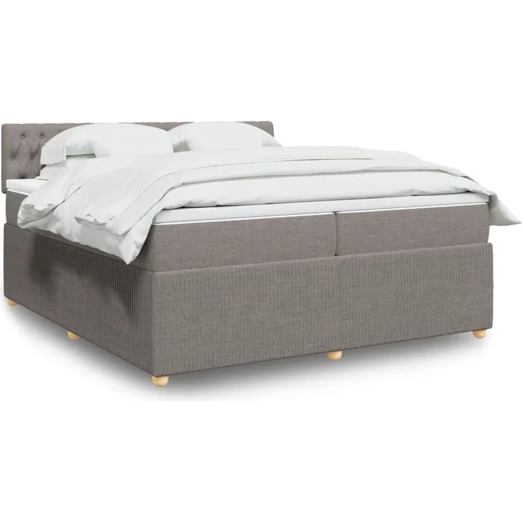vidaXL Boxspringbett mit Matratze Taupe 200x200 cm Stoff 3287574 – Bild 1