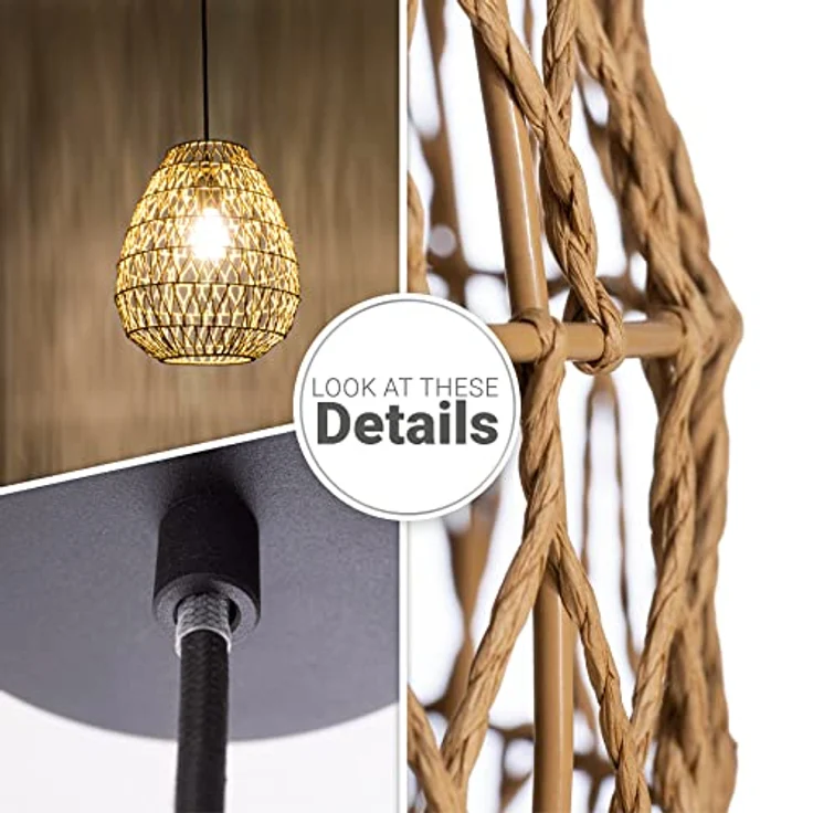 Paco Home Pendelleuchte KAGEEG, ohne Leuchtmittel, Korb Hängeleuchte Rattan Optik Boho Esszimmerlampe E27 Skandi – Bild 5