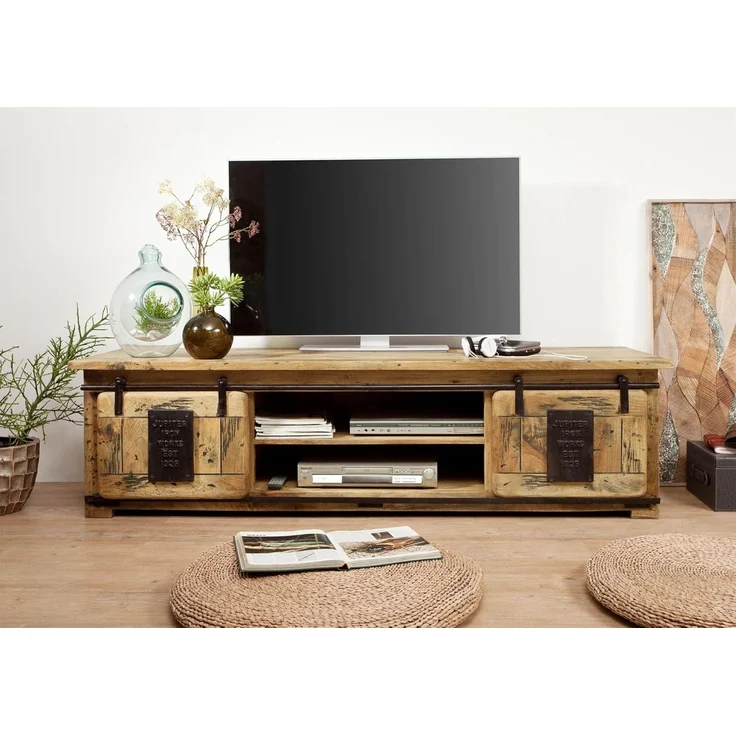 TV-Board Mango 180x55x50 natur lackiert RAILWAY #135 – Bild 3
