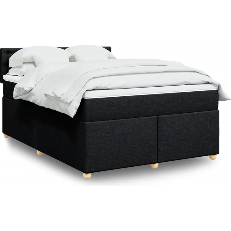 vidaXL Boxspringbett mit Matratze Schwarz 140x190 cm Stoff 3288991 – Bild 1