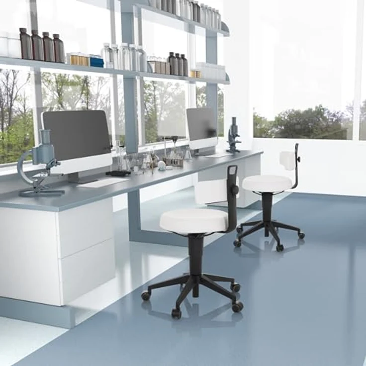 hjh OFFICE Balancestuhl höhenverstellbar TOP Work Flex PU beweglicher Arbeitshocker mit Rückenlehne, Kunstleder Weiß – Bild 7