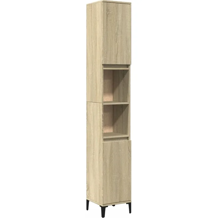 Badschrank, Badezimmerschrank Sonoma-Eiche 30x30x190 cm Holzwerkstoff