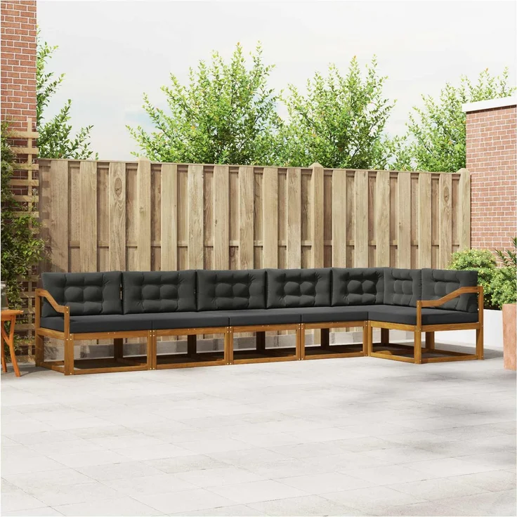 vidaXL Outdoor-Sofagarnitur 6 stk. 6-Sitzer Natur und Anthrazit 3367665 – Bild 3