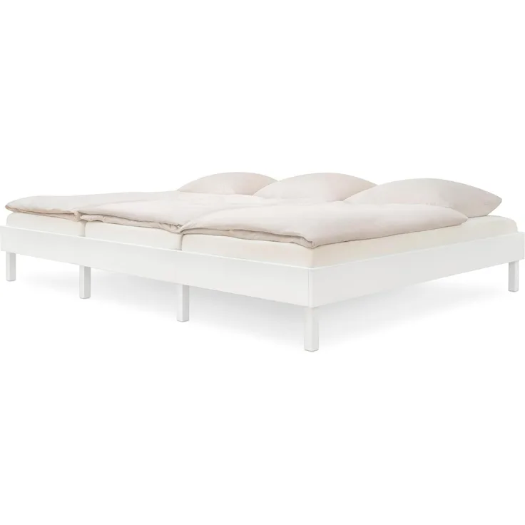 Ehrenkind Holzbett Plano, Modulares Familienbett, FSC® Zertifiziert (Familienbett, 270x200 cm, aus massivem Kiefernholz, weiß lackiert, 2‑in‑1 Höhe (Bodenbett oder Standard), Modular und Höhenverstellbar