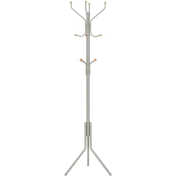 SONGMICS Garderobenständer aus Metall, stabiler Kleiderständer, Garderobe, für Kleidung, Taschen und Hüte, Höhe 182 cm, mit 12 Haken, cappuccinobeige RCR019K01 – Bild 2