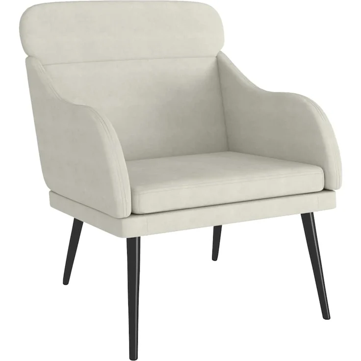 Sessel wohnzimmer, Relaxsessel Creme 63x76x80 cm Samt – Bild 2