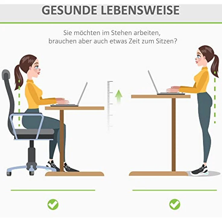 Vinsetto Schreibtisch Elektrischer Tischgestell mit Motor Computertisch (Stehschreibtisch, 1-St, Arbeitstisch), Metall Spanplatte Natur+Weiß 140 x 70 x 72-116 cm – Bild 8