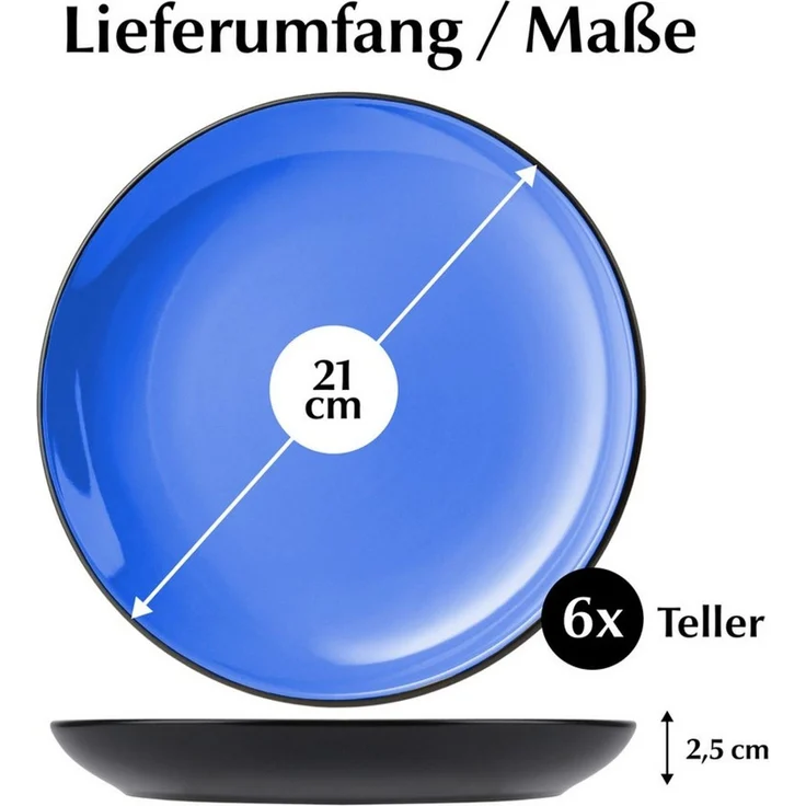 MiaMio Teller Le Papillon kleine Teller, blau, (6 St), Ø 20,5 cm, 6-teilig – Bild 4