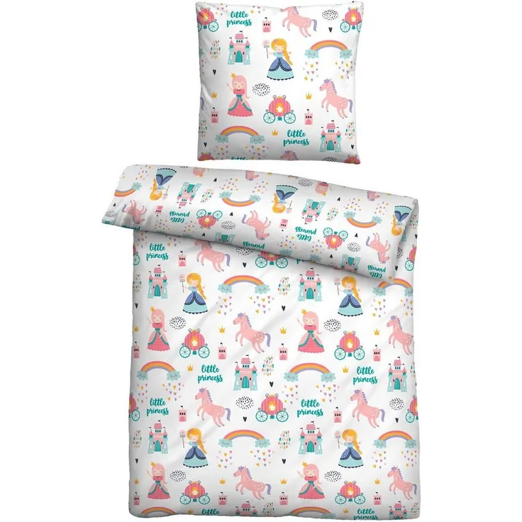biberna Feinbiber Bettwäsche 0007243 LITTLE PRINCESS, weiss, 1x 135x200 cm + 1x 80x80 cm