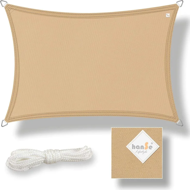 hanSe Sonnensegel Schattensegel Schattenspender Polyester Recheck 2x3m Sand – Bild 8