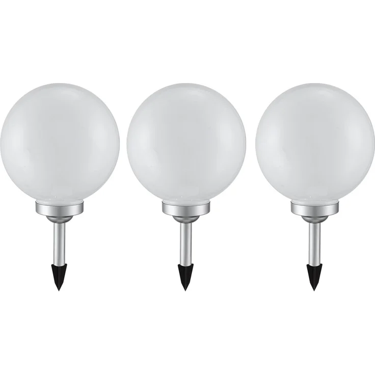 3er Set LED Solarleuchte, Kugel weiß, H 65 cm – Bild 1
