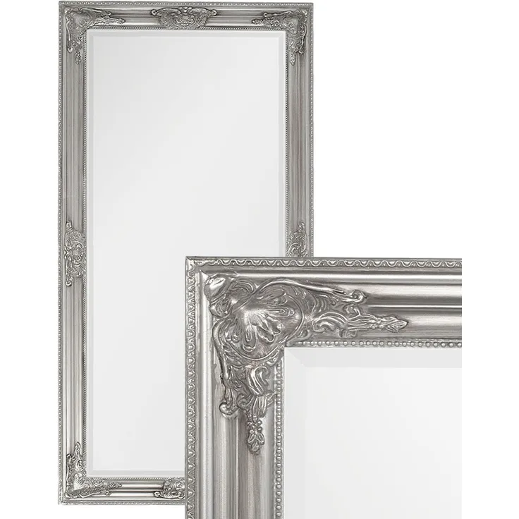 Wandspiegel BESSA silber antik 120x60cm barock Design Spiegel pompös Holzrahmen
