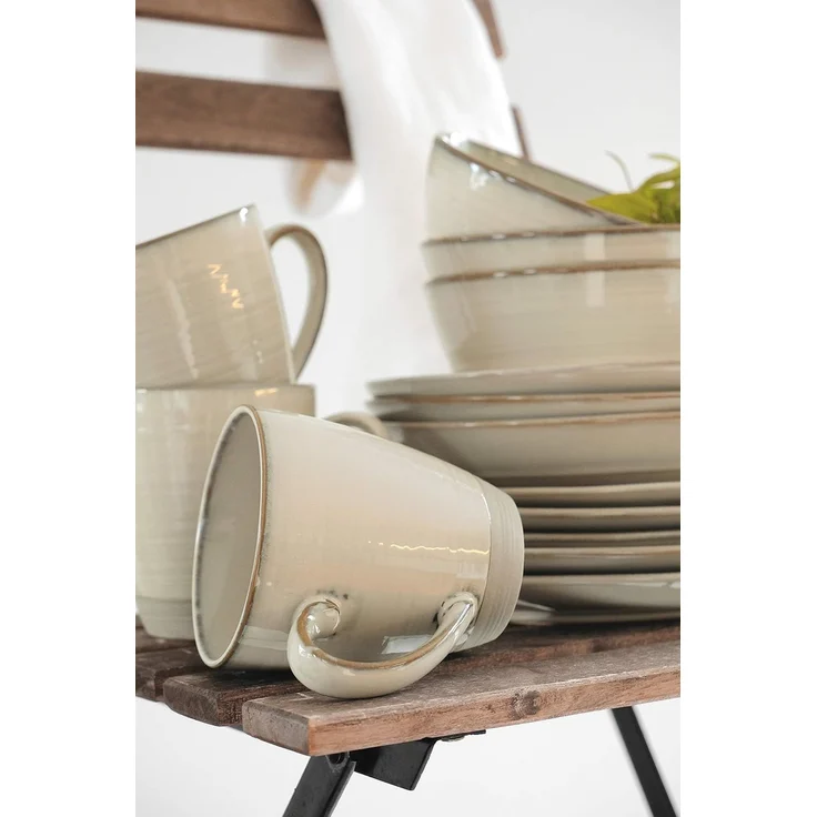 Mäser 931371 Nottingham Vintage Tafel-Service für 4 Personen mit Speiseteller und Suppenteller im Retro-Look, Steinzeug, beige, 8-teilig (1 Set) – Bild 5