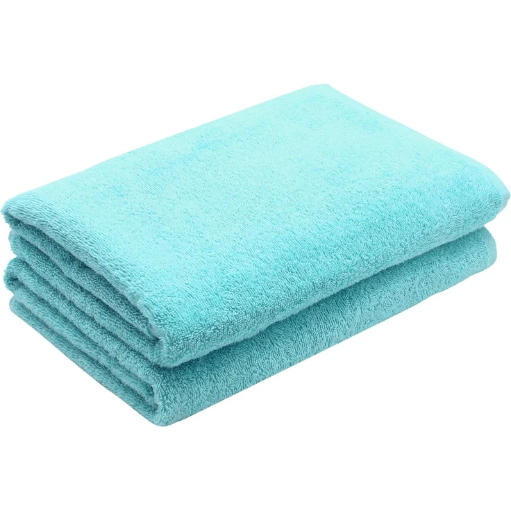 ZOLLNER Duschtücher 2er Set, 70x140 cm, azur-blau, Baumwolle – Bild 1