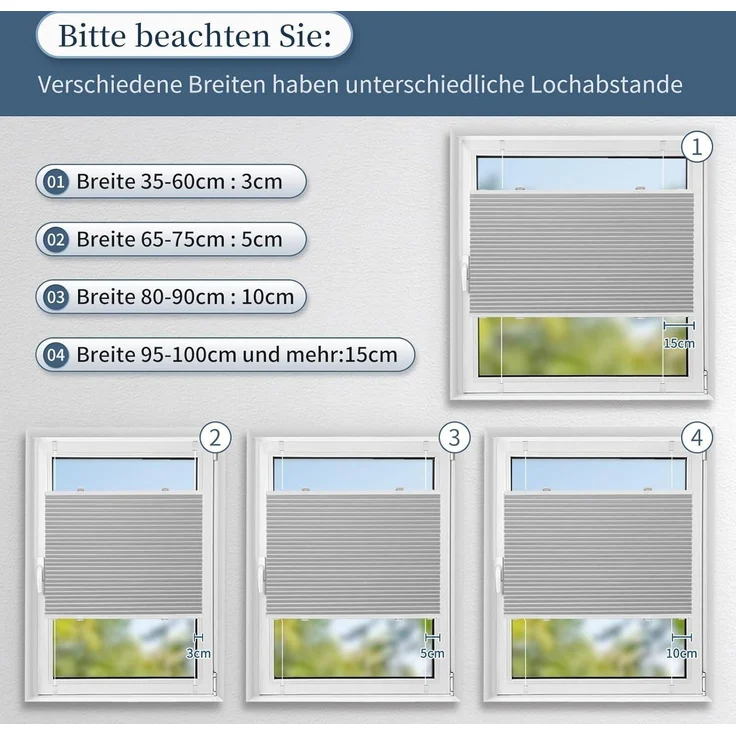 Verdunklungsplissee Klemmfix ohne Weiß-hellgrau B65 x H130 cm – Bild 5