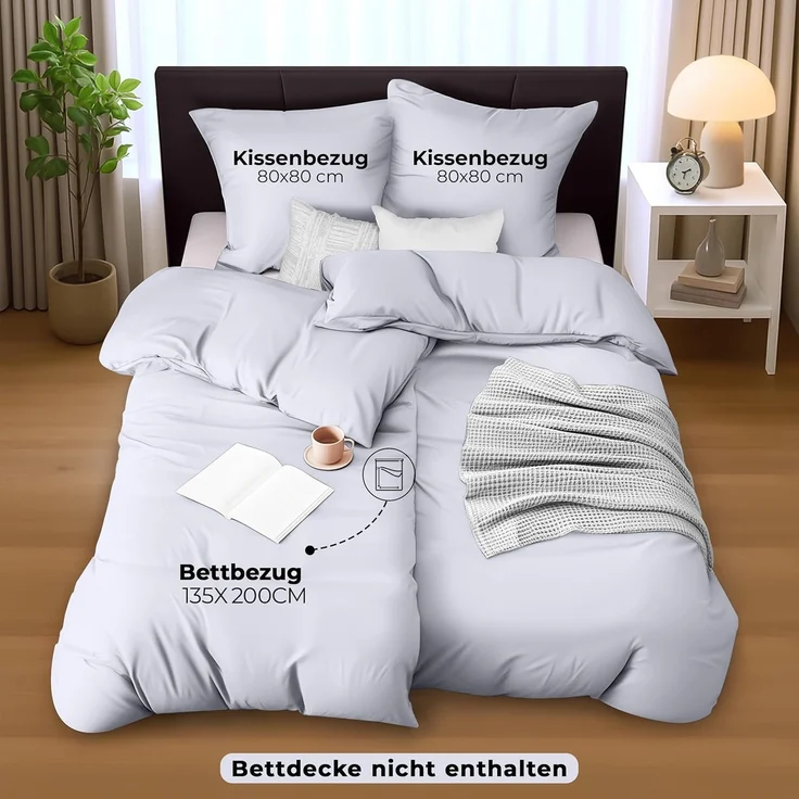 Utopia Bedding Bettwäsche 135x200 4teilig - Mikrofaser 2 Bettbezug 135x200 cm + 2 Kissenbezüge 80x80 cm - Weiß – Bild 2