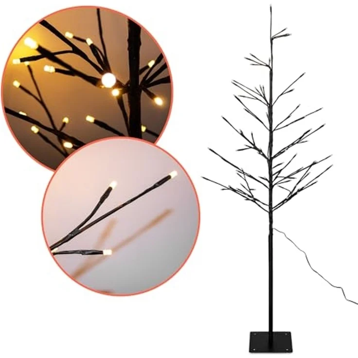 Spetebo LED Baum Deko für Außen und Innen 120 cm Höhe, Netzteil, LED fest integriert, gold, Weihnachts Dekobaum mit 80 LED beleuchtet – Bild 4