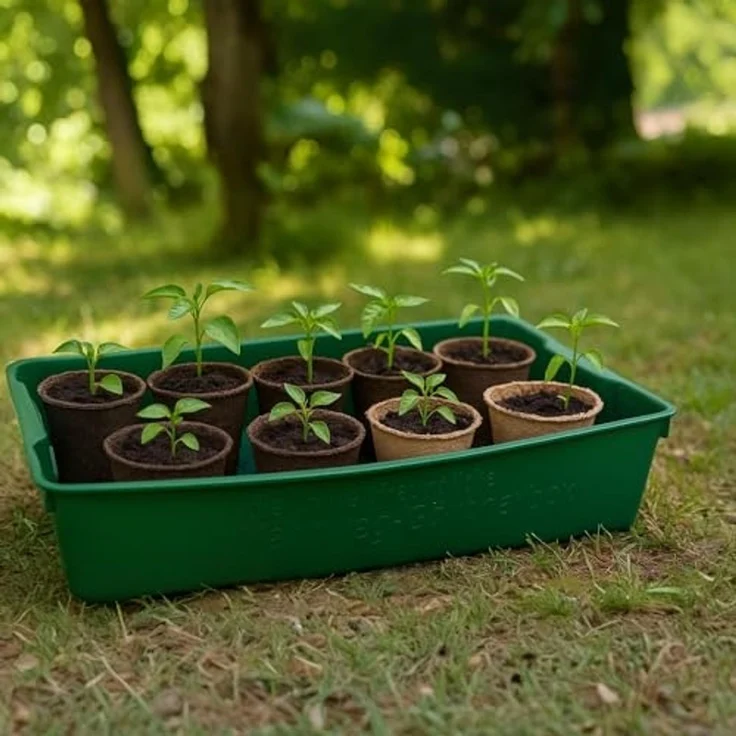 Gärtnerbox Pflanzschale Pikierschale Grün 58x32x11cm Pflanzwanne Blumenkasten Anzuchtwanne eckig Saatschale - robust, wetterfest, frostfest – Bild 4
