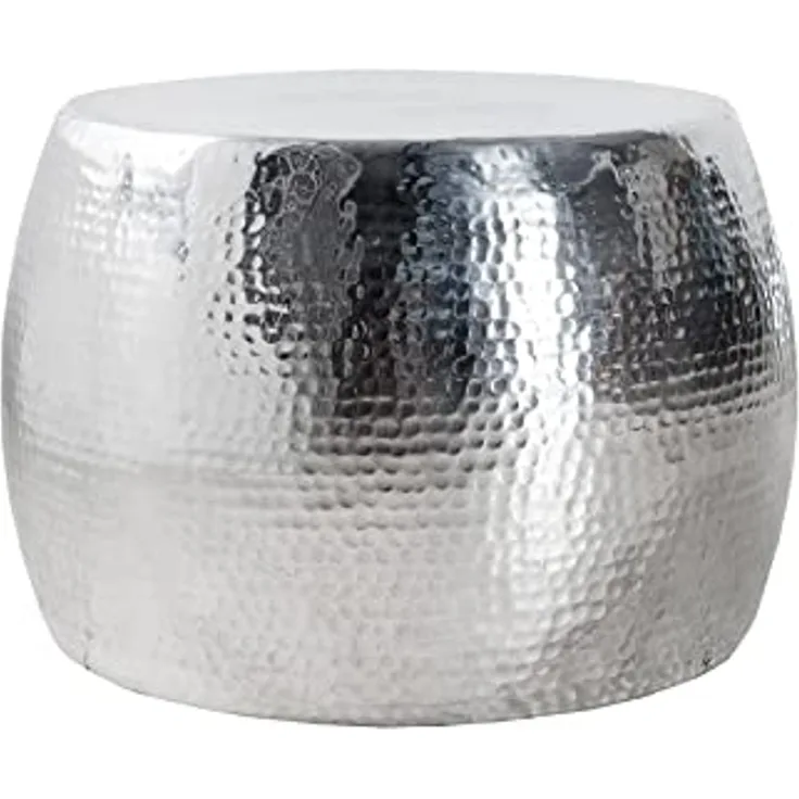 riess-ambiente Couchtisch ORIENT Ø60cm silber (Einzelartikel, 1-St), Wohnzimmer · rund · Metall- Aluminium · Hammerschlag Design · handmade