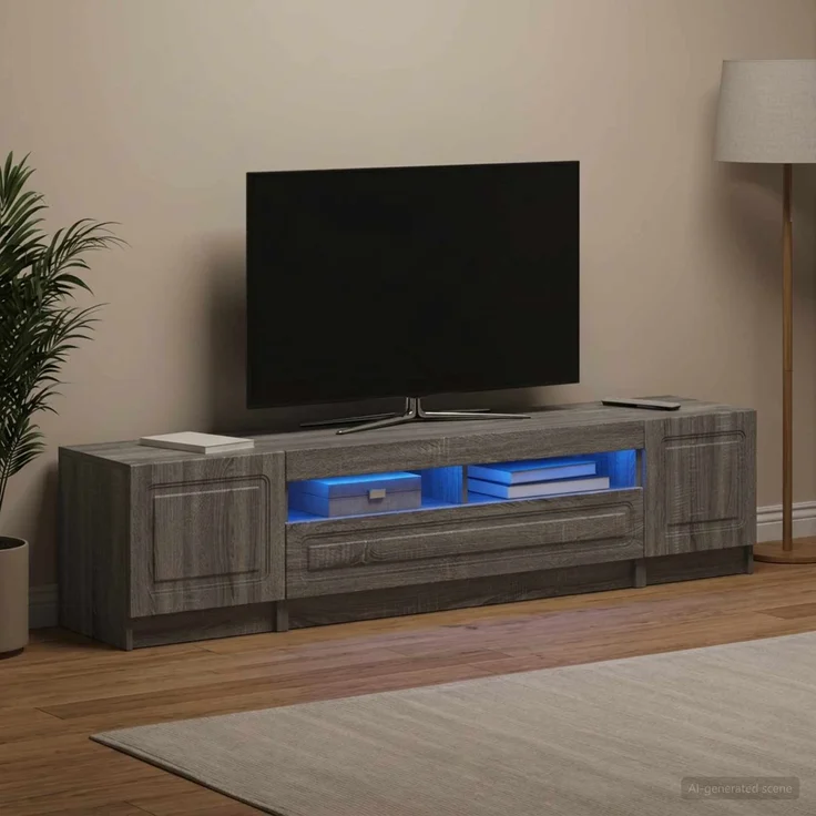 vidaXL LED-TV-Schrank UTRECHT 3 stk. Sonoma-Grau Holzwerkstoff 3417009 – Bild 3