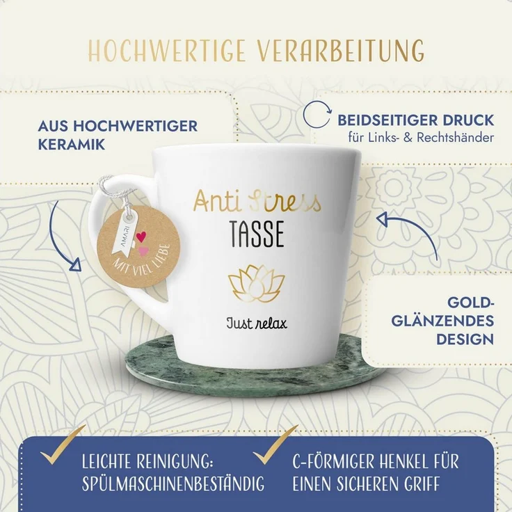 Amari ® Anti-Stress Tasse – Geschenk für die Beste Freundin – Lustiger Kaffeebecher & Teetasse – Dankeschön Freundin Geschenkidee – Bild 2