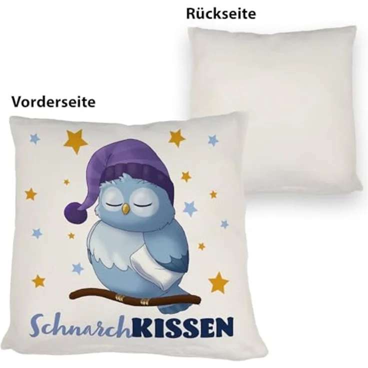 speecheese Dekokissen Schlafende Eule Kissen mit Spruch SchnarchKissen – Bild 3