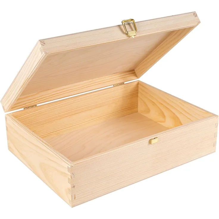 Creative Deco Holzkiste A4 mit Deckel Unlackierte Aufbewahrungsbox, Holzbox Ideale Schatulle zur Lagerung der Wertsachen, Dokumente