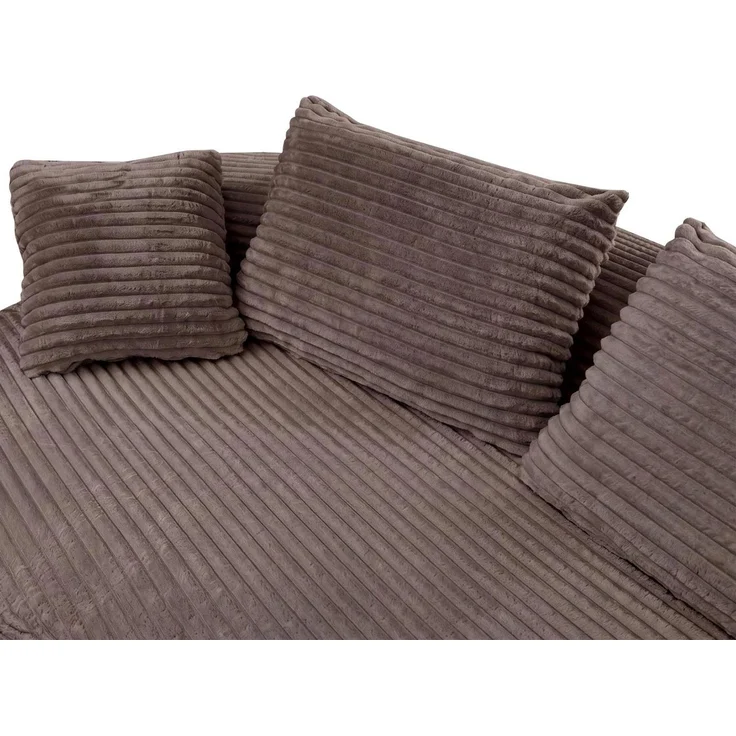 Sofa-Garnitur HWC-P19, 3-Sitzer Couch Loungesofa, Stoff/Textil Cord (370 g/m²) Liegefläche rechts ~ braun – Bild 4