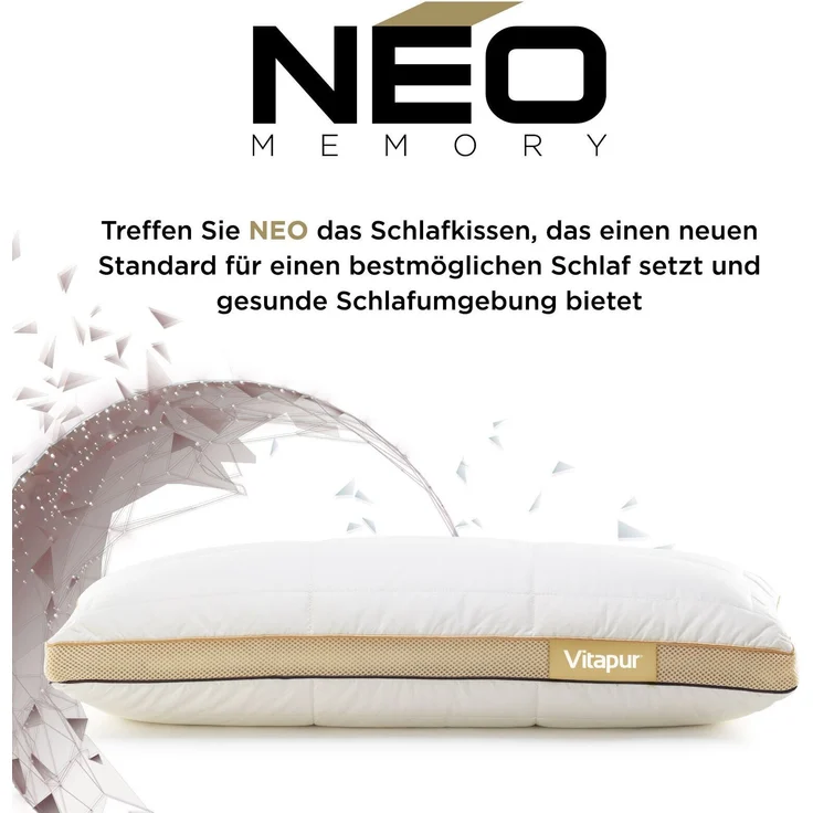 Vitapur KOPFKISSEN NEO Microfaser Weiß 40×80 (H 18.5 x T 40 x B 80 cm) – Bild 1