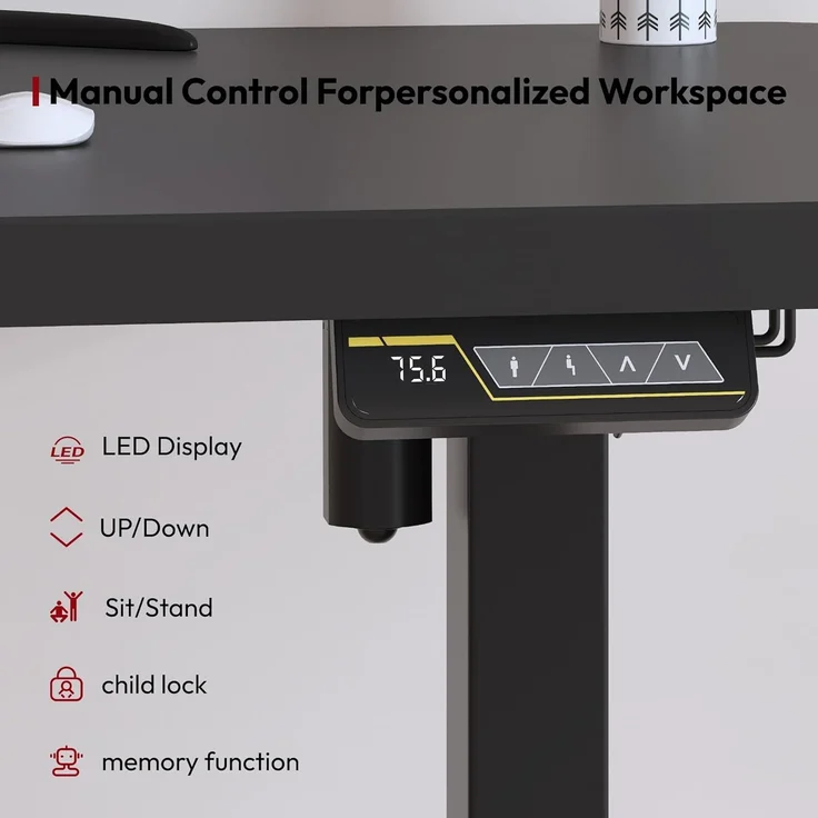 SANODESK Höhenverstellbarer Schreibtisch 120x60 cm Schreibtisch Höhenverstellbar Elektrisch Ergonomischer Steh-Sitz Tisch Computertisch für Heimbüro Homeoffice(schwarz) – Bild 7