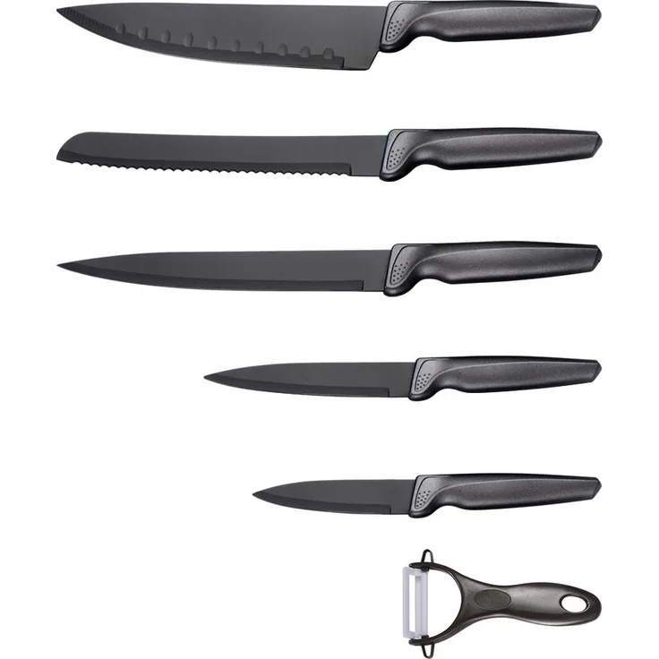 Michelino Messerset 6-teilig Edelstahl Klingen Küchenmesser Kochmesser Schäler Messer Grau