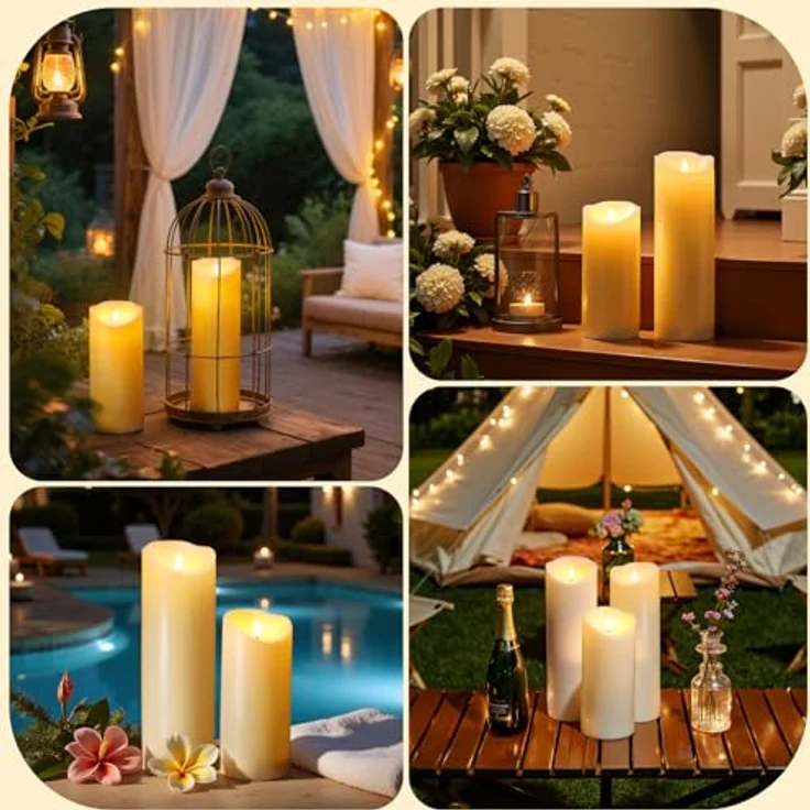 EXTSUD 31.5cm×10cm LED kerzen mit Fernbedienung Spritzwassergeschützt Led Candles mit Timer Flackernde Flamme elektrische Kerzen Batterie Outdoor Stumpenkerzen (Langlebige 500 Stunden, 1 Stück) – Bild 9