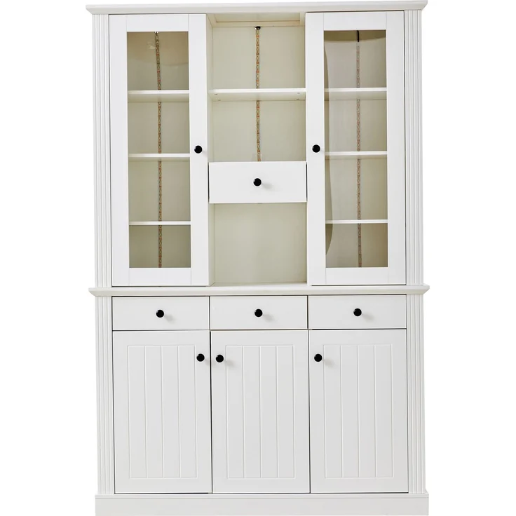 ZUBALIYA Standvitrine mit 4 Schubladen / Vitrinenschränke mit LED, mit schrank mit 4 Schubladen und 5 Türen und großer Schrank mit 21 Ablagefächern, MDF, 119.50 x 40.00 x 180.00 cm, fürs Wohnzimmer – Bild 15