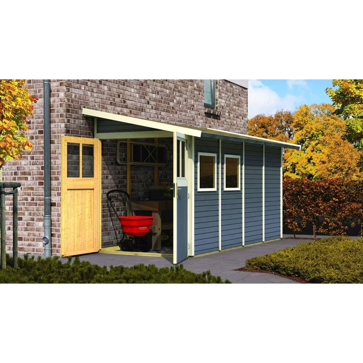 Karibu Gartenhaus Wandlitz 4 Anlehnhaus 19mm terragrau – Bild 1