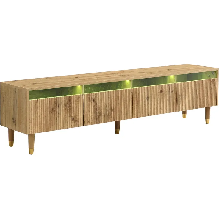 Lowboard mit Schubladen und LED-Beleuchtung, 178/35/45 cm, TV-Schrank, Fernsehtisch, Fernsehschrank für Wohnzimmer, stehend – Bild 6