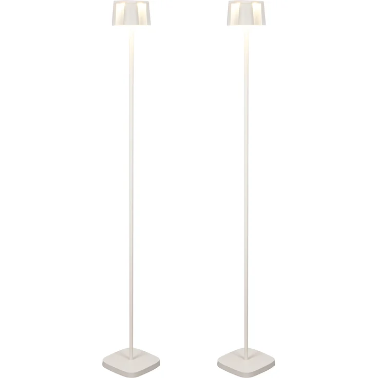 2er Set Akku Stehlampe für Outdoor dimmbar, kabellos in Weiß, klein 120cm – Bild 2