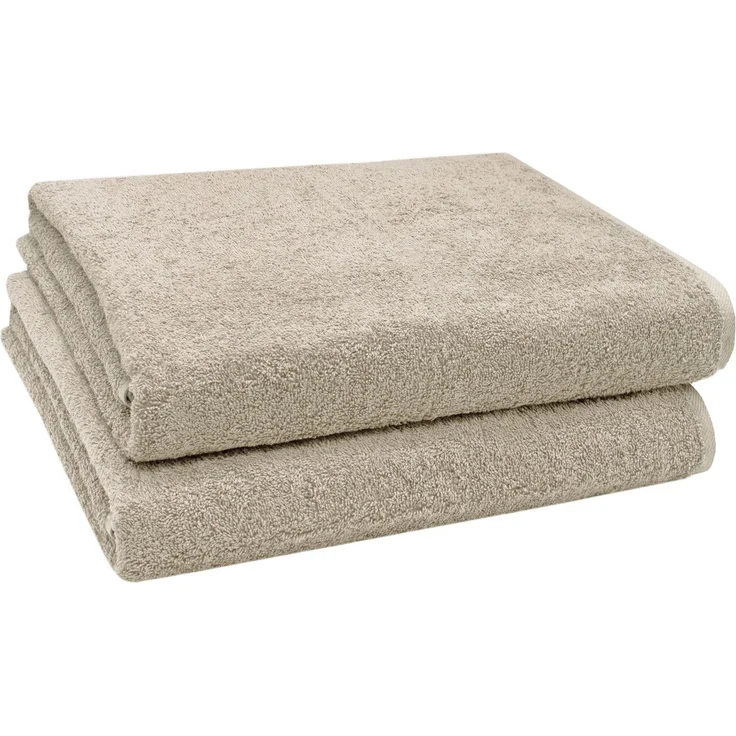 ZOLLNER 2er Set Badetücher, 100% Baumwolle, 100x150 cm, 420g/qm, hellbraun (cappuccion) – Bild 1