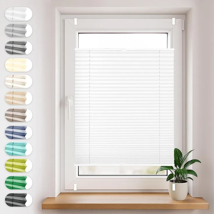 Sonello Plissee Klemmfix ohne Bohren 50x200 cm Weiß Faltrollo Plisseerollo Jalousie für Tür & Fenster Blickdicht Sichtschutz Sonnenschutz Fertifplissee Rollo
