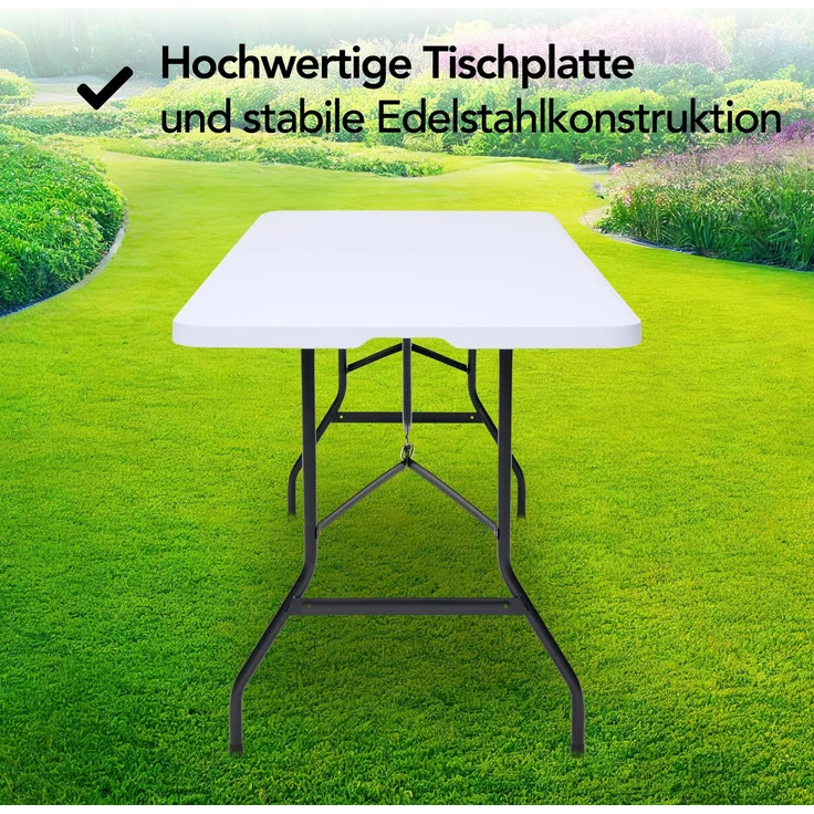 Brixy Klapptisch - Klapptisch - 180 x 70 x 74 cm - Campingtisch - Gartentisch - Tragbar - Weiß – Bild 3