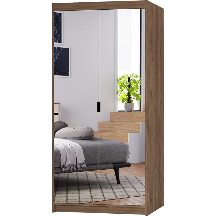 AX LIVING Schrank Spiegel Eiche Lefkas Kleiderschrank Storicos 2T 89,7 – Bild 2