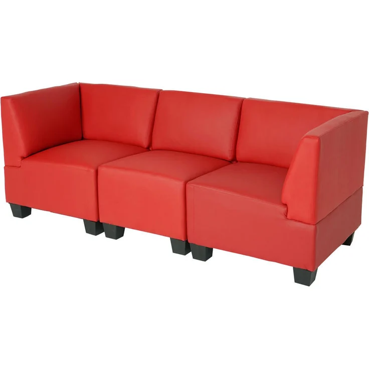 MCW MCW Modular 3-Sitzer Sofa, Rot, Textil, modernes Design mit Clipsystem und bequemer Polsterung, 197x76x72 cm