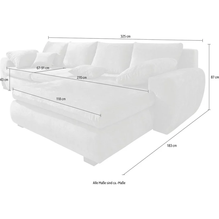 Home affaire Ecksofa Cara Mia L-Form, B: 325 cm - OTTO. Verlässliche Qualität, mit 4 Zierkissen, optional Bettfunktion & Bettkasten – Bild 2