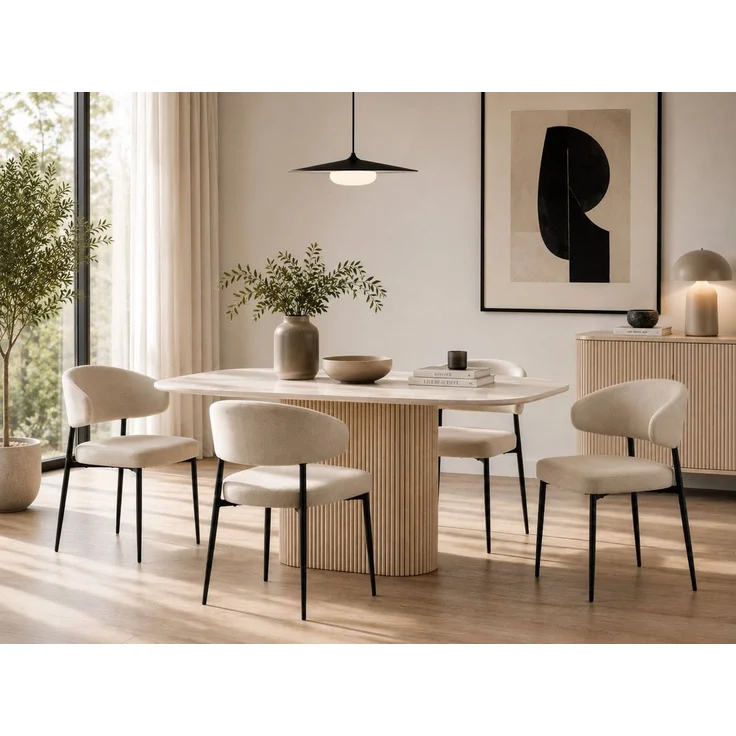 ACTONA GROUP Esszimmerstuhl Edina Stuhl, Wohnzimmerstuhl, Stoff, schwarze Stahlbeine, 2er-Set – Bild 2