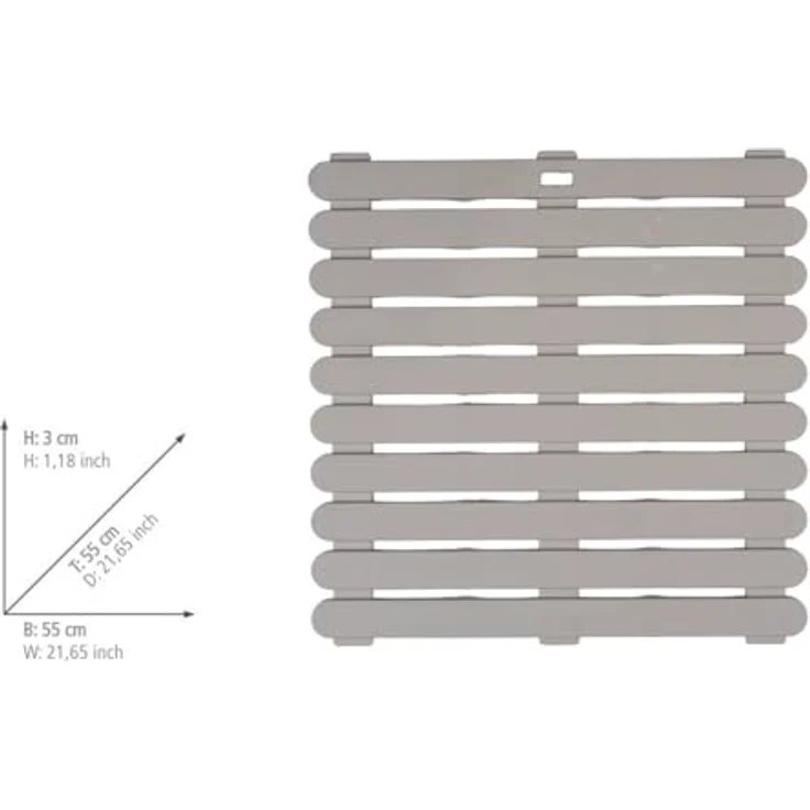 Wenko Duschmatte 'Indoor & Outdoor', rutschhemmender Kunststoff-Bodenrost in taupe, 55 x 55 cm – Bild 7