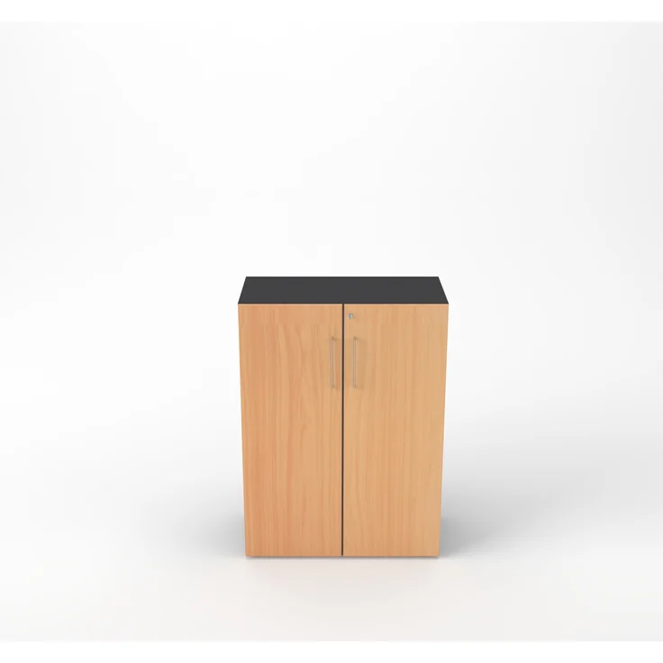Rheinland Möbel Flügeltürenschrank Cabino 80×42×110 cm – abschließbarer Aktenschrank 3OH in Graphit/Buche mit 110° Drehtüren & Metallgriff – Bild 3