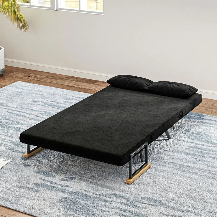 HOMCOM Schlafsofa, Stahl, Polyester, Schwarz, 102L x 73B x 81H cm – Bild 7